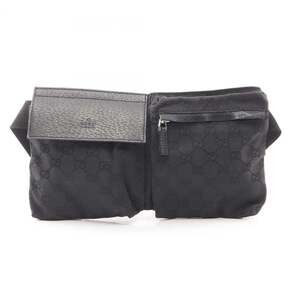Gucci GG Canvas Waist Bag, Body Handbag, and Leather, Men's Women's, Black, 2...